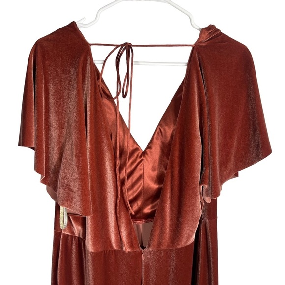Jenny Yoo Ellis Flutter-Sleeve Open-Back Stretch Velvet Gown size 18 - Picture 8 of 13